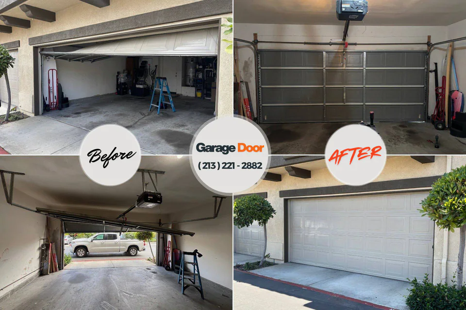 Before and after: garage door repair Bristow, OK